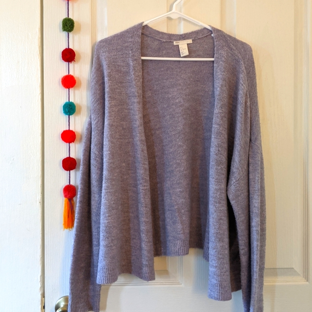 Purple open front cardigan